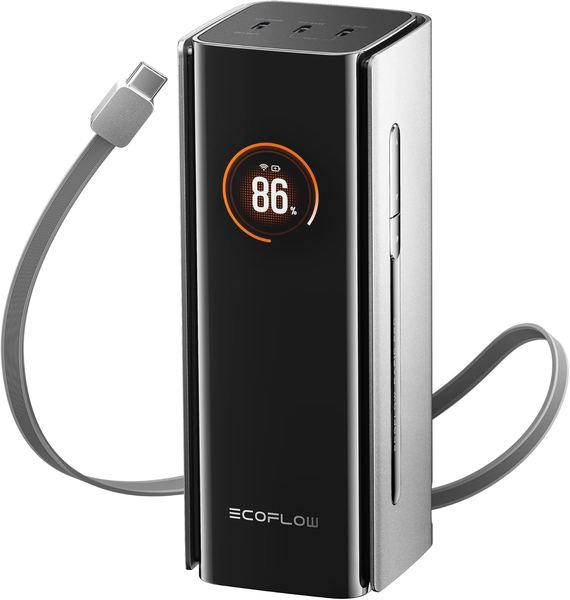 EcoFloW 20000mAh Laptop Powerbank 230W mit 60cm ausziehbarem Kabel, 3 Ports