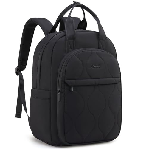 Laptop Rucksack Damen, Schulrucksack Teenager, Leicht Puffer Backpack 17 Zoll schwarz