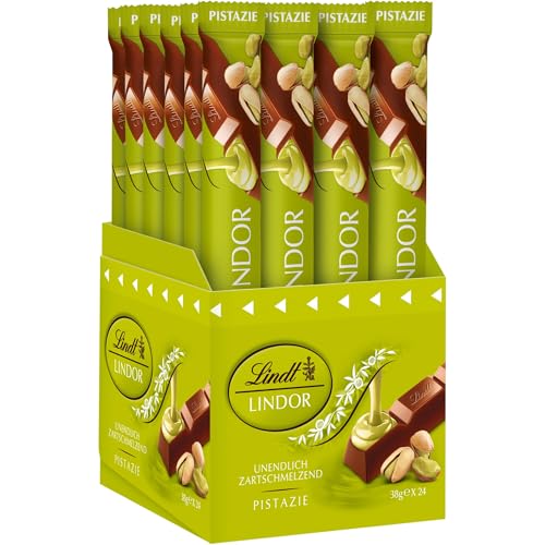 lindt schokolade lindor stick pistazie 38g vollmilch mit pistazien-creme-füllung