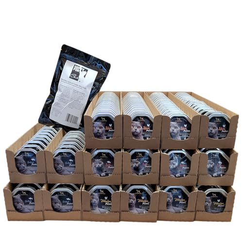 my happy pets katzenfutter getreidefrei 240x99,2g schalen 4 sorten + 300g lachs sticks