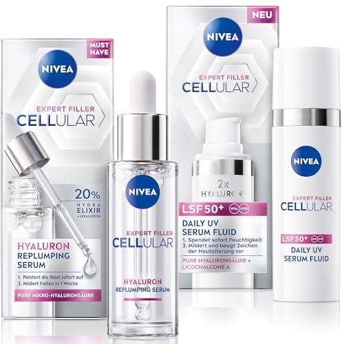 Produktbild: NIVEA CELLULAR Hyaluron-Serum und UV-Fluid LSF 50, Gesichtspflege gegen Falten