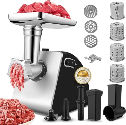 Produktbild: fleischwolf elektrisch mit wurstfüller, keksaufsatz und 3 scheiben - wurstmaschine