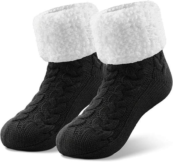 SIMIYA Damen Kuschelsocken flauschig, anti-Rutsch, ABS-Sohle, 1 Paar