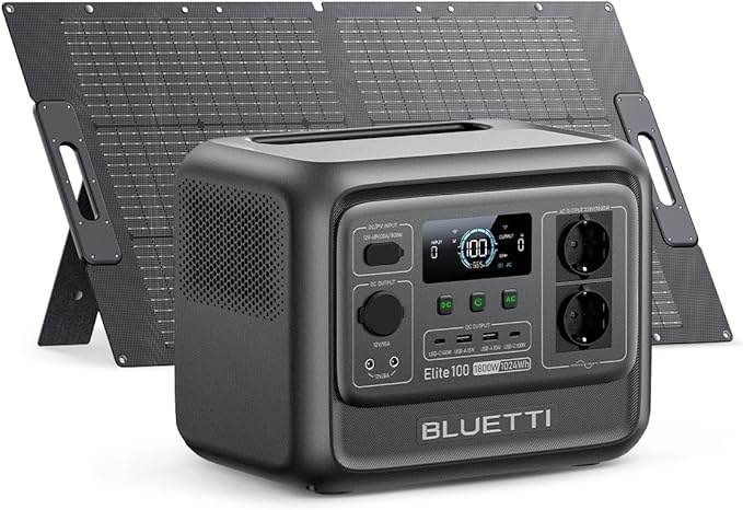 Produktbild: BLUETTI Solar Generator Elite 100 V2, 1024Wh, 100W Solarpanel, 2x 1800W AC