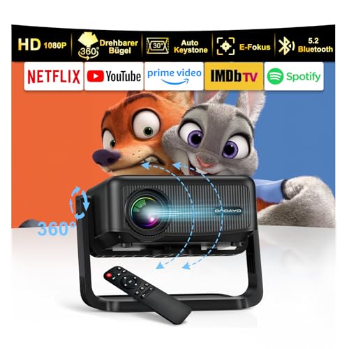 fhd 1080p beamer mit 360 drehbarem ständer, wifi6, bluetooth 5.2, 22000lm, onayo