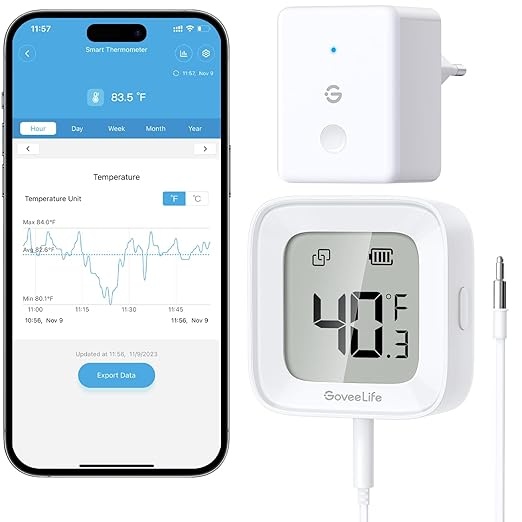 GoveeLife wlan-thermometer für aquarien, gefrier- und kühlschränke, app, 0,5 C genauigkeit