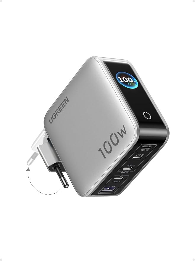 UGREEN Nexode Pro 100W USB C Ladegerät 5-Port GaN Netzteil mit Smart Display