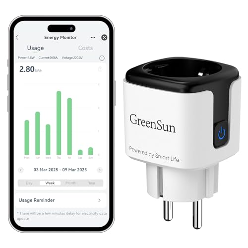 wlan steckdose mit stromzähler, greenSun smart steckdose, sprachsteuerung, 16A