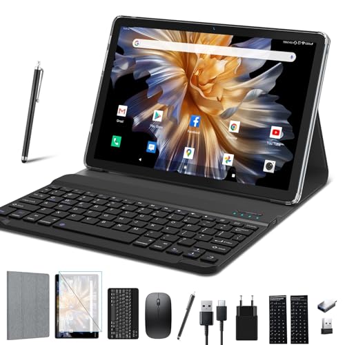 feonal tablet 10 zoll 16gb ram 128gb rom android mit tastatur und maus schwarz