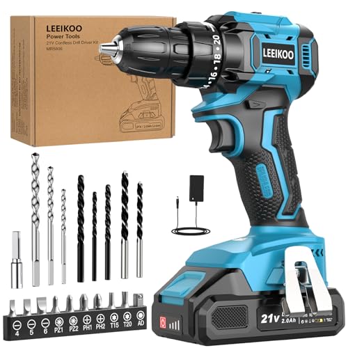 Akkuschrauber Bürstenlos 21V, 2-Gang, 45N.m, 20 Drehmomentstufen, 10mm Futter, Blau
