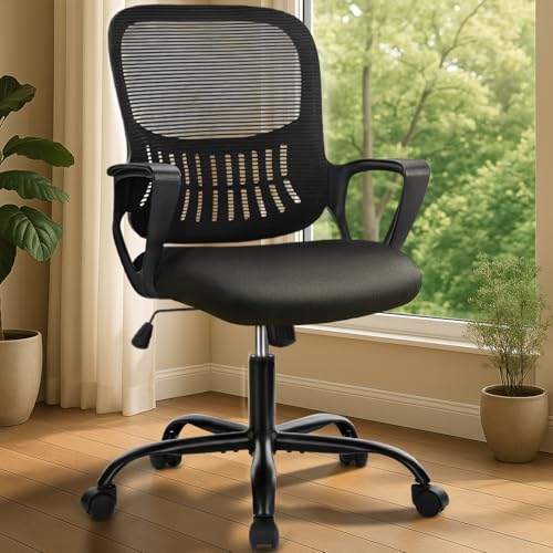 Produktbild: DUMOS ergonomischer bürostuhl mit lendenwirbelstütze, drehstuhl schwarz