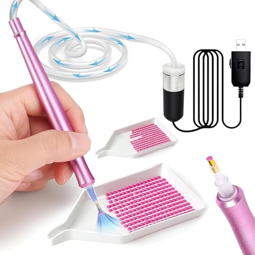 zobmio diamond painting stift elektrisch, vakuum stift mit ablagefach, pink
