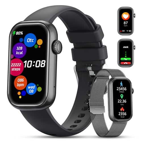 lige smartwatch schwarz für herren und damen, 1,47 zoll, aktivitätsmonitor, wasserdicht, ip68, für android ios