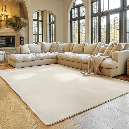 Produktbild: simpex teppich creme 120x160 cm kurzflor waschbar rutschfest modern für wohnzimmer küche schlafzimmer kinderzimmer