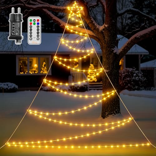 ollny weihnachtsbeleuchtung außen 4 meter, 166 led lichterkette warmweiß mit timer und ip67 wasserdicht