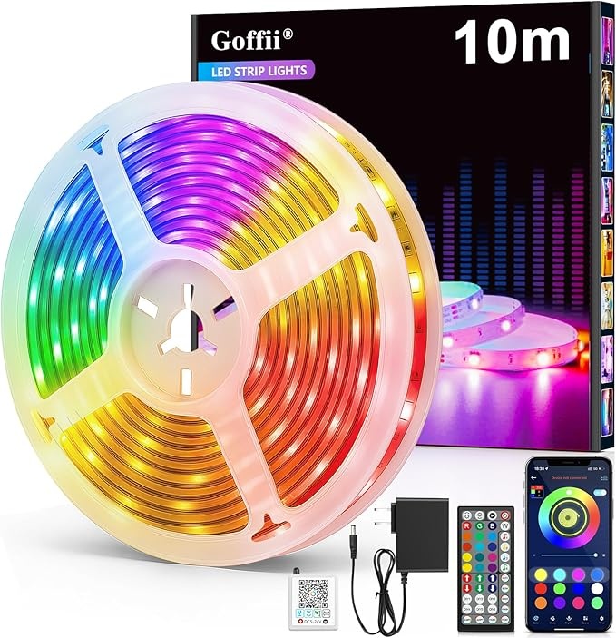 Produktbild: led strip 10m rgb bluetooth streifen selbstklebend mit fernbedienung und app
