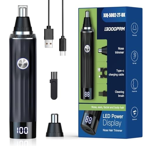 nasenhaartrimmer 2 in 1 mit led-anzeige, usb wiederaufladbar, wasserdicht IPX7