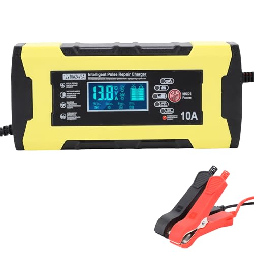 wodhmiey autobatterie ladegerät 12V 24V 10A mit lcd display für auto motorrad lkw boot batterieerhaltung und reparaturmodus