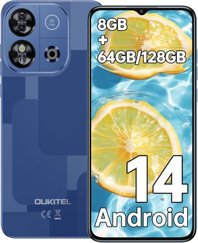 oukitel c57s 4g smartphone ohne vertrag, 8gb ram, 64gb/128gb, 6,52 zoll, blau