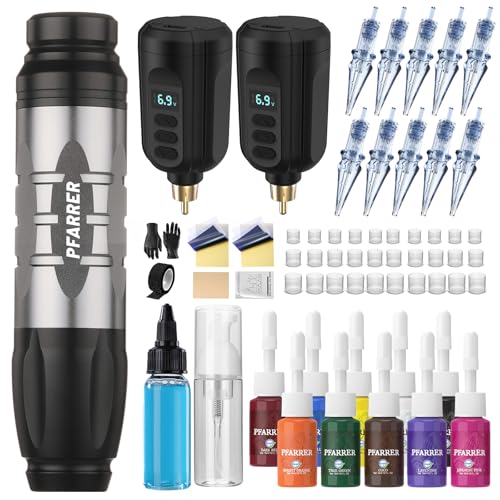 pfarrer tattoo maschine set lcd digital 1500mAh akku 10 tattoo farben zubehör
