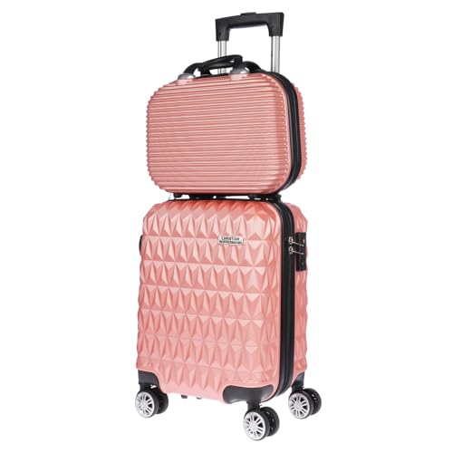 christian wippermann 2er koffer-set kinder hartschalenkoffer trolley rosa