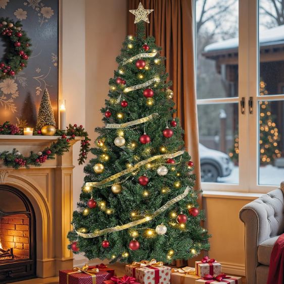 songmics künstlicher weihnachtsbaum 180cm mit beleuchtung für 47,19