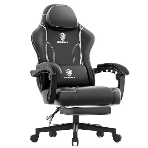 dowinx gaming stuhl, ergonomischer gamer sessel mit massagefunktion, schwarz