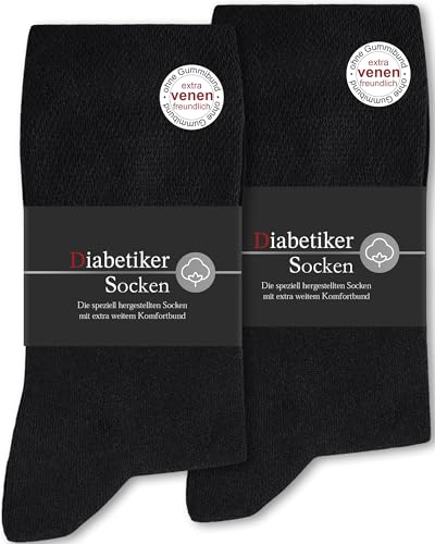 Produktbild: Diabetikersocken 6 Paar ohne Gummibund, nahtlos, Baumwolle, schwarz 39-42
