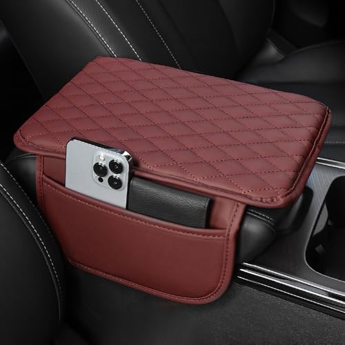 Casbomy armlehne kissen für auto mittelkonsole, atmungsaktiv, memory foam, rot