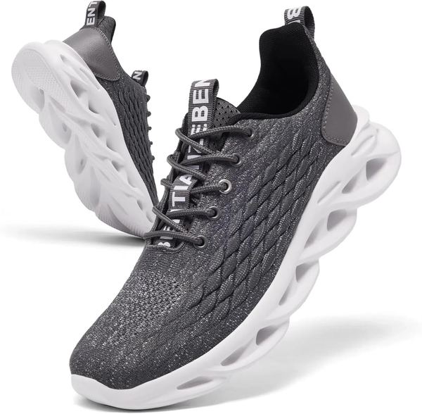 TIANZEBEN Damen Sneaker Laufschuhe Sportschuhe Atmungsaktiv Grau 37