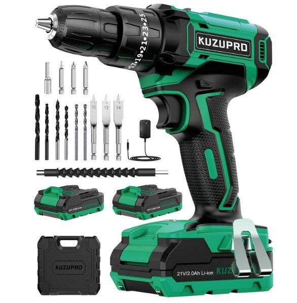 Produktbild: kuzupro 21v akku schrauber mit 2x 2ah akkus für 34,99 euro statt 49 euro