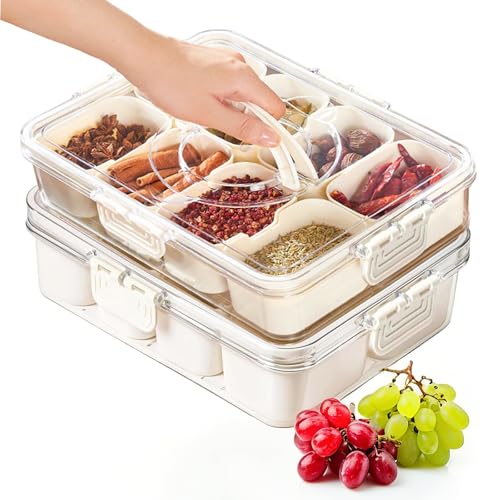 oyiwinmi snackbox 8 fächer mit deckel und griff, organizer für süßigkeiten und snacks