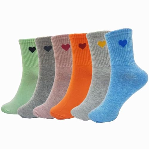 tennissocken damen 6 paar dünne baumwolle atmungsaktiv herz muster von oywinmi