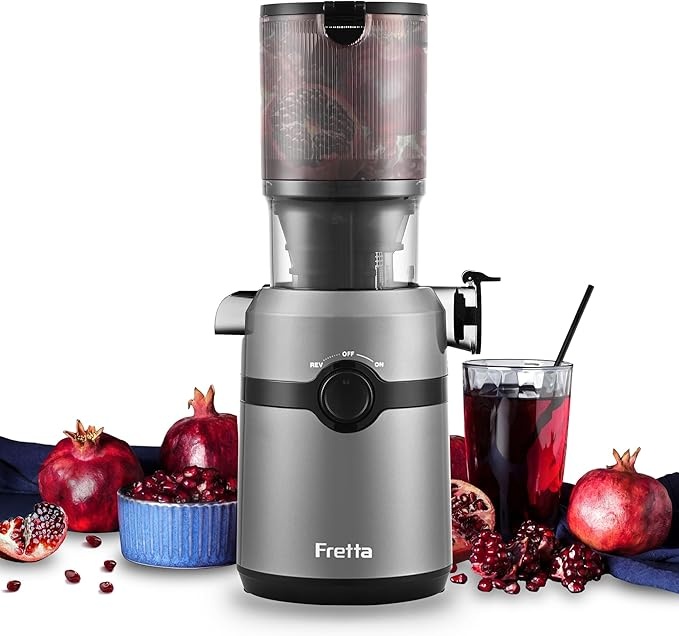 fretta slow juicer entsafter mit xl öffnung 1l kapazität 200w leise bpa-frei grau