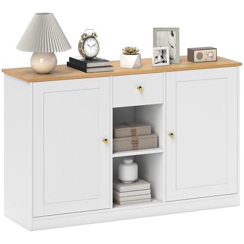 HOMCOM sideboard küchenschrank mit schublade, 2 türen, 120 x 35 x 75,2 cm weiß