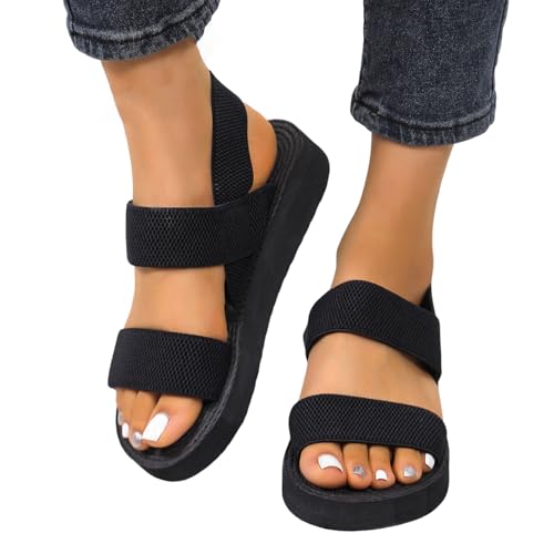 sandalen damen 44 sommer bequem offene schuhe breite füße slingback keilabsatz