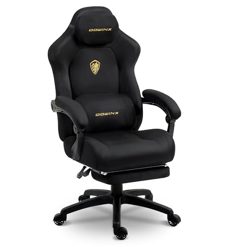 dowinx gaming chair mit massagekissen, höhenverstellbare kopfstütze, schwarz