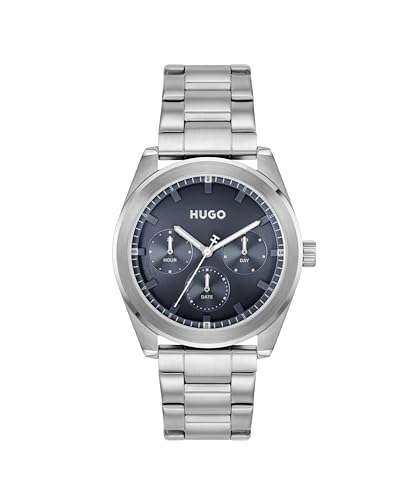 Hugo Herren Quarz Uhr Multi Zifferblatt Edelstahlarmband #Bright Sport 1530424