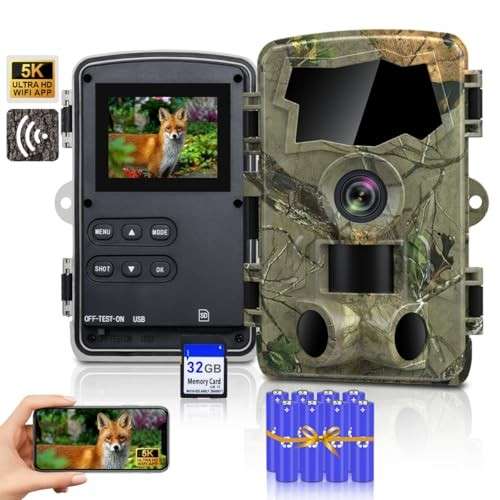 Lutranstra 5K Wildkamera WLAN, 64MP, Infrarot, Bewegungssensor, Nachtsicht, IP66