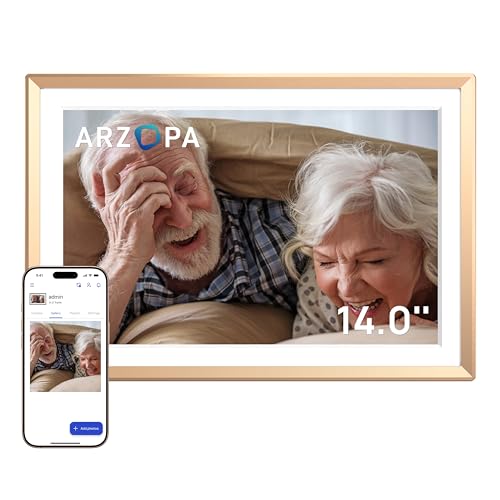 arzopa digitaler bilderrahmen 14 zoll fhd touchscreen cloud storage unendliche fotos videos