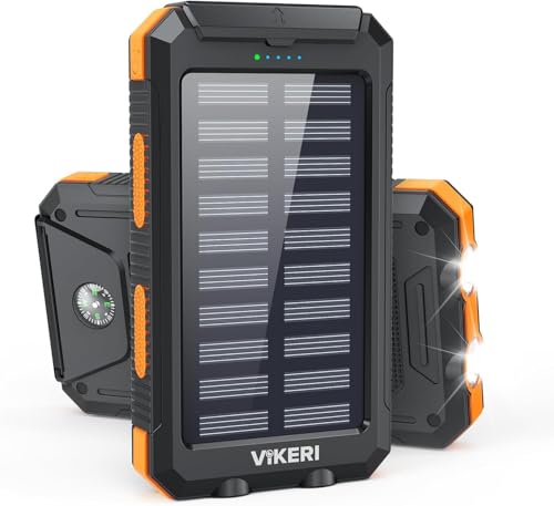 vikeri solar powerbank 26800mAh wasserdicht mit 4 outputs für smartphone und tablet