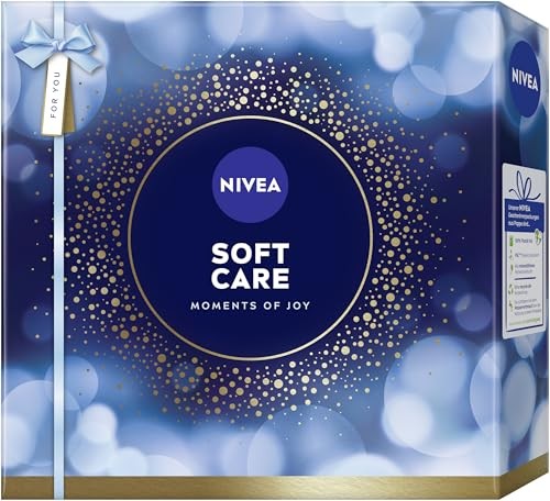 NIVEA Soft Care Geschenkset: Duschgel 250 ml, Body Lotion 400 ml, Tagespflege 50 ml, Waschgel 150 ml
