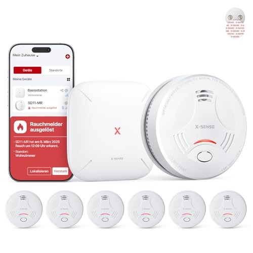 X-Sense Rauchmelder WLAN Set, 6 Stück, SD11-MR61, Smart-Sicherheitssystem