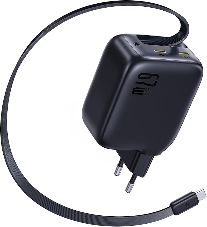 baseus 67w usb c ladegerät mit ausziehbarem kabel