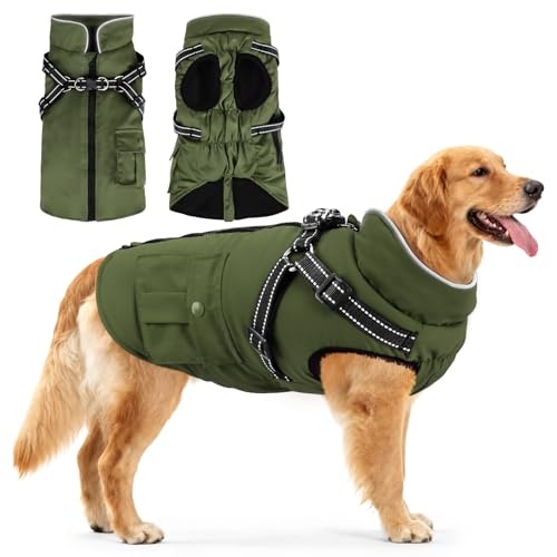Woiil hundemantel hundejacke wintermantel für große hunde wasserdicht armeegrün XXL