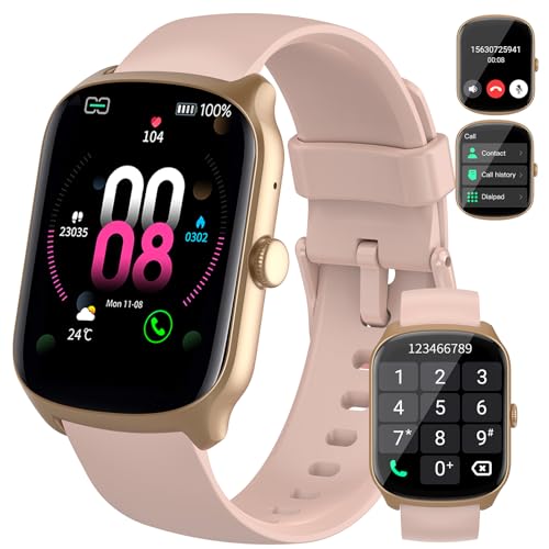 smartwatch mit bluetooth, herzfrequenzmonitor, schlafmonitor, 1,95 zoll curved, pink