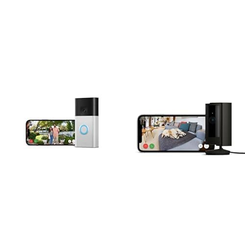 ring akku-videotürklingel nickel matt, innenkamera schwarz, wlan, selbstinstallation