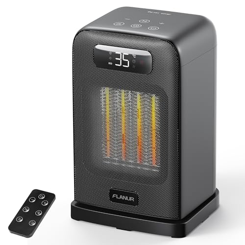 Produktbild: flanur tragbarer heizlüfter 1500W mit thermostat und eco-modus schwarz 2-in-1