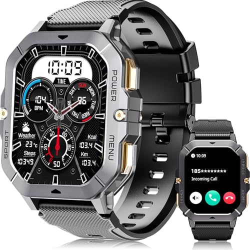oukitel smartwatch herren, 2.02 zoll hd touchscreen, 5atm wasserdicht, 100+ sportmodi