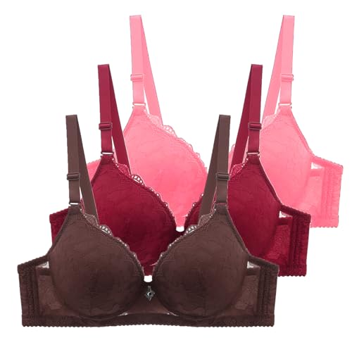 3er-Pack push-up bh für damen, mit bügel und spitze, verstellbare träger, komfortabel